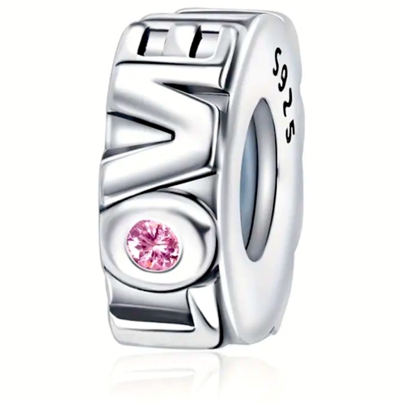 925 sterling Silver and Pink LOVE Charm SPACER Bead For necklace & bracelets NWT - Picture 1 of 5